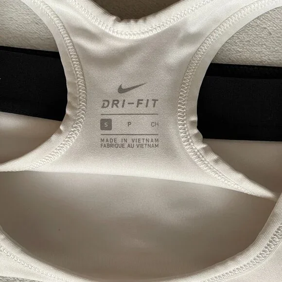 White with Black Nike Swoosh and Trim, Size S Kids Spot Bra, NEW! - Picture 4 of 8